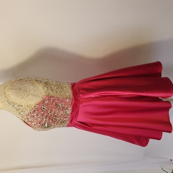 Hebeos A-Line/Princess Satin Beading V-Neck Sleeveless Short Mini Party Dress - Picture 7 of 15